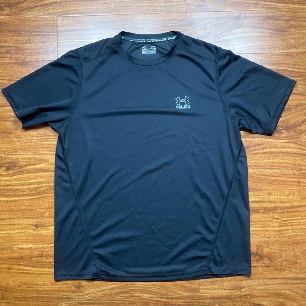 Under Armour Men’s Black Logo Heat Gear Crew Activewear T-Shirt Size XL Running